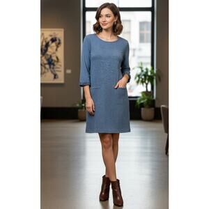 Cynthia Rowley Women’s Shift Dress 3/4 Sleeve Knee Length Blue Size XS